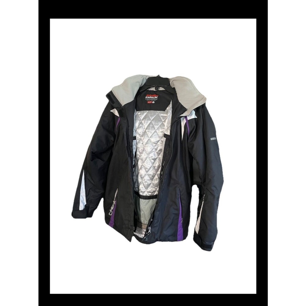 Karbon Kids Insulated Black ski Jacket with Purple & White Accents size 16